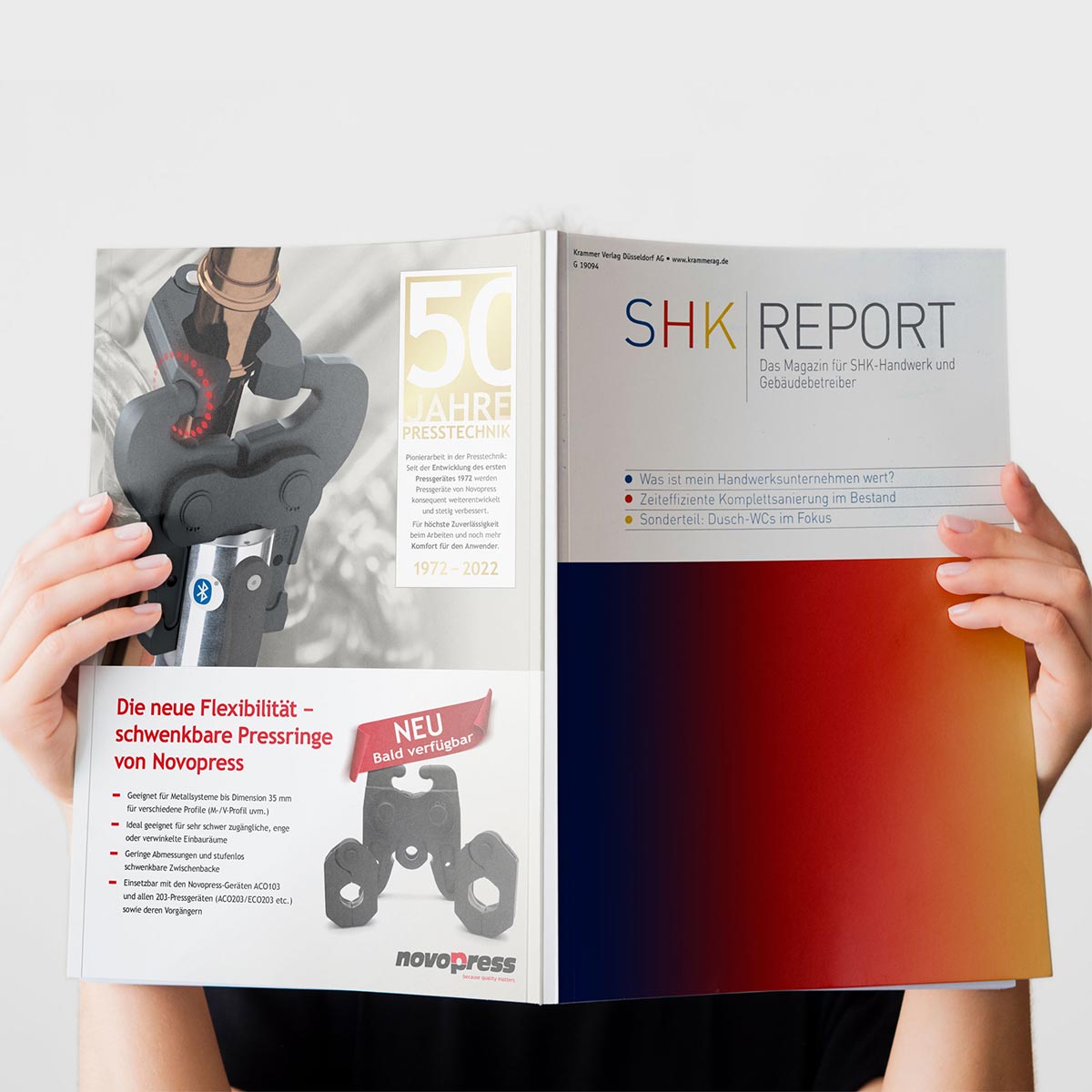 Anzeige im SHK Report - Arbeitsbeispiel Werbepartner Huth